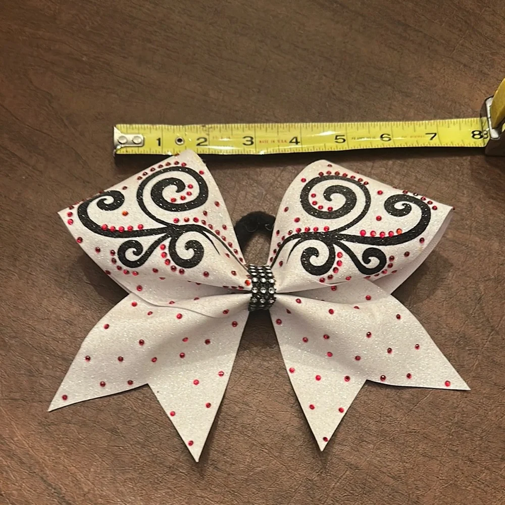 White and Black Decorative Hair Bow
